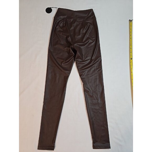 Offline By Aerie Real Luxe Faux Leather Leggings Brown Size M New - Picture 3 of 14